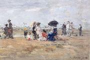 Eugene Boudin Trouville Scene de plage oil on canvas